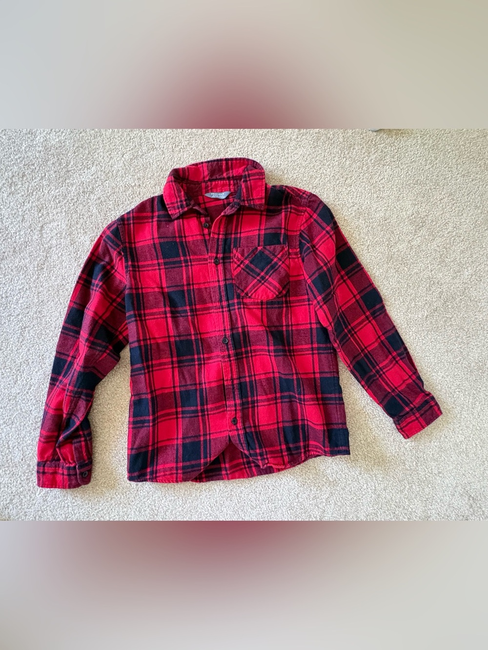 Primark Red and Black Plaid Button-Down Shirt